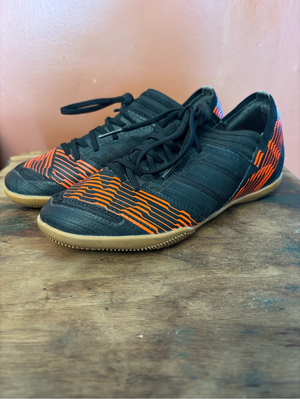Kids Adidas Nemeziz Tango Black & Orange Indoor Soccer Shoes Size 1.5 Kids